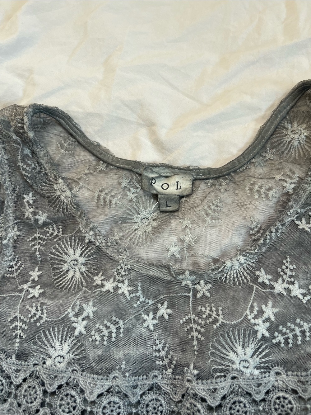 POL Lace-Trim Tank Top - Gray - Picture 3 of 6
